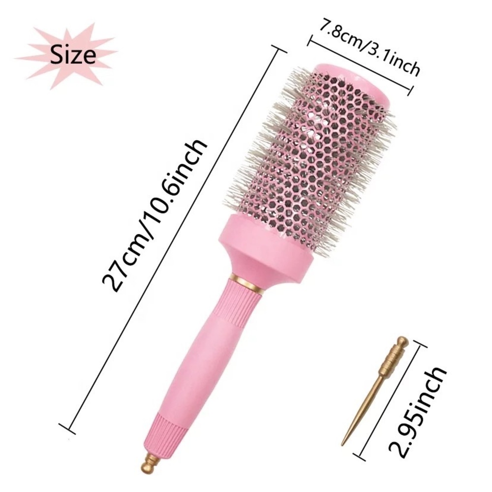 Heat Resistant Ceramic Pink Round Brush
